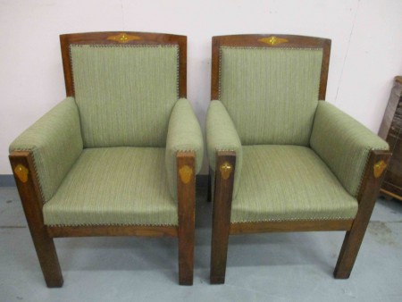 2499 - 2 x kreslo dub intarsie 1920   -  1 kus 4 700 kc 